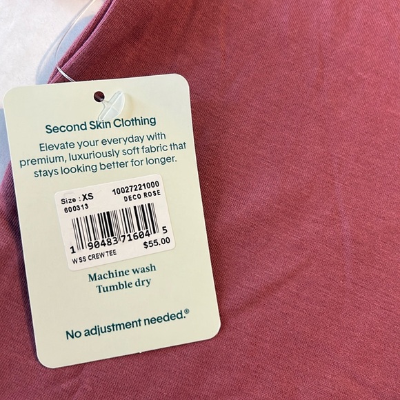 Tommy John XSmall Top Second Skin Crew Neck Tee in Deco Rose NWT - Picture 6 of 6